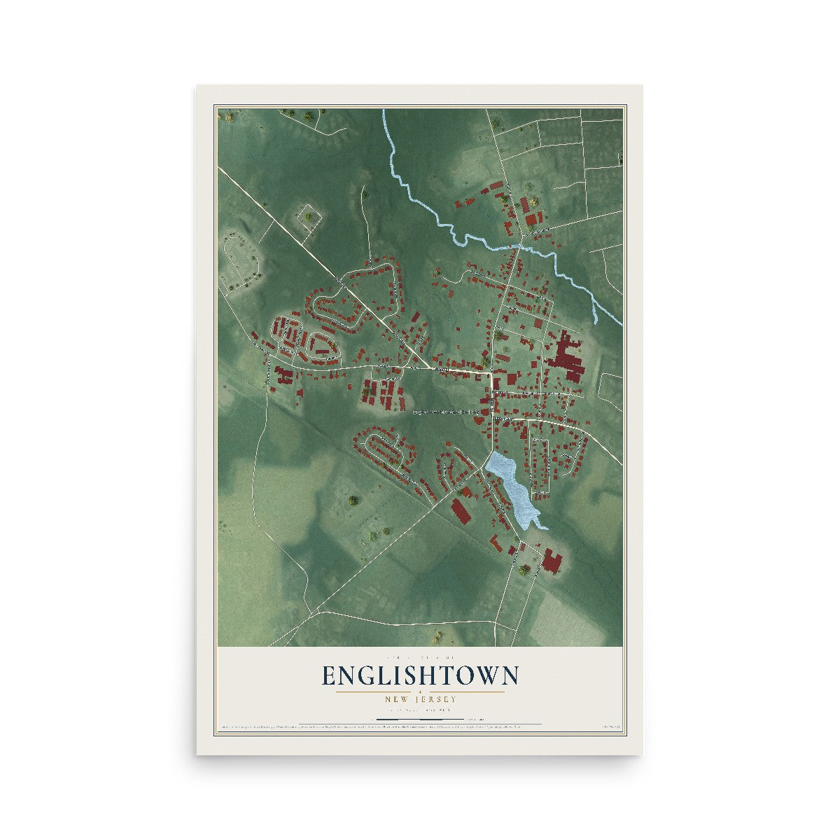 Englishtown, New Jersey map print, 12" x 18" Archival Matte Print mockup