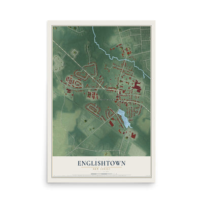 Englishtown, New Jersey map print, 12" x 18" Archival Matte Print mockup