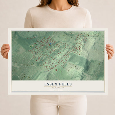 Essex Fells, New Jersey map print, 12" x 18" Archival Matte Print mockup