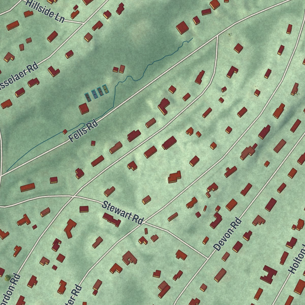 Close-up 1 of the Essex Fells, New Jersey map artwork