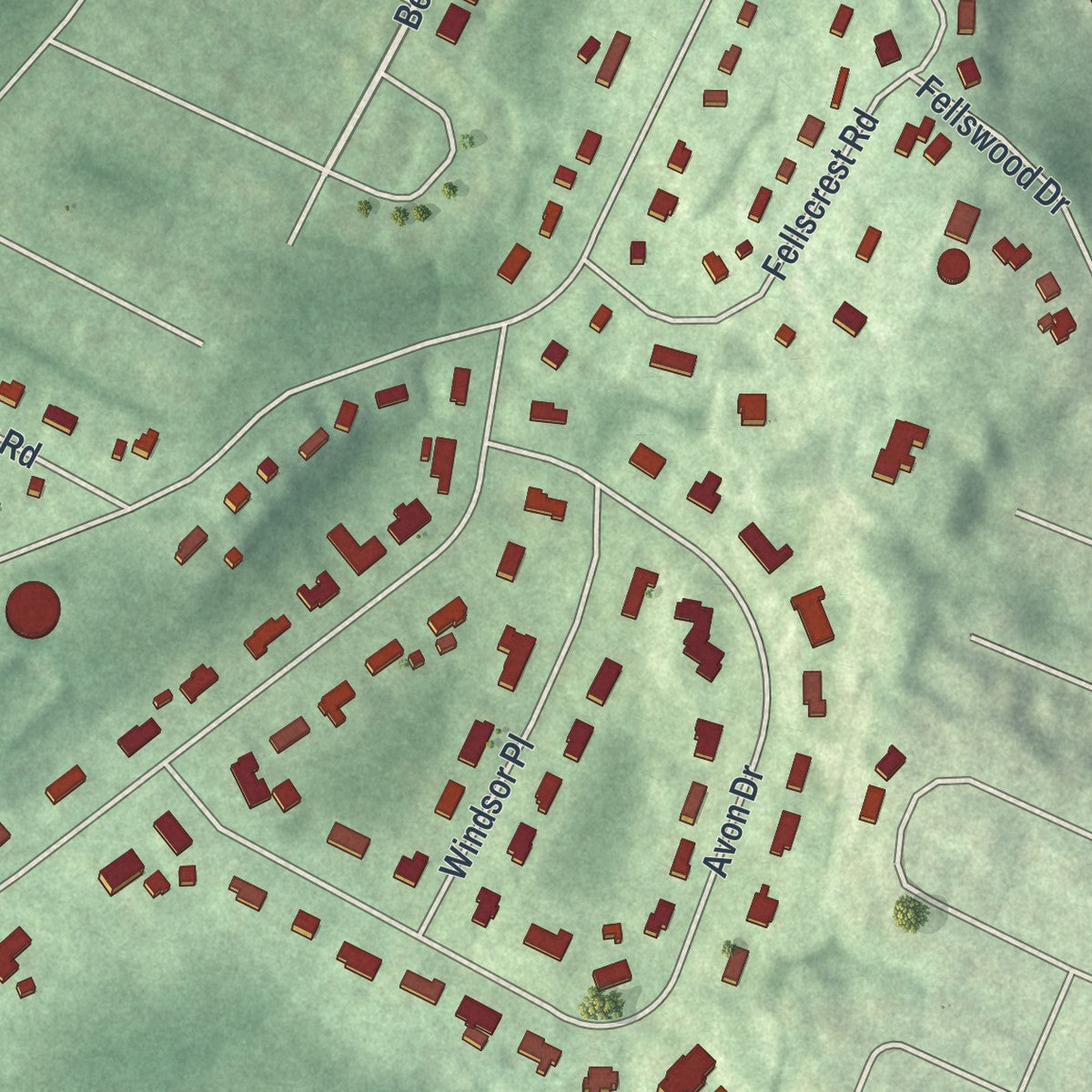 Close-up 2 of the Essex Fells, New Jersey map artwork