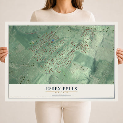 Essex Fells, New Jersey map print, 18" x 24" Archival Matte Print mockup
