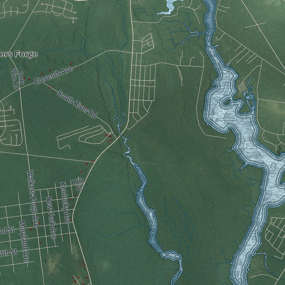 Close-up 1 of the Estell Manor, New Jersey map artwork