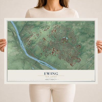 Ewing, New Jersey map print, 18" x 24" Archival Matte Print mockup