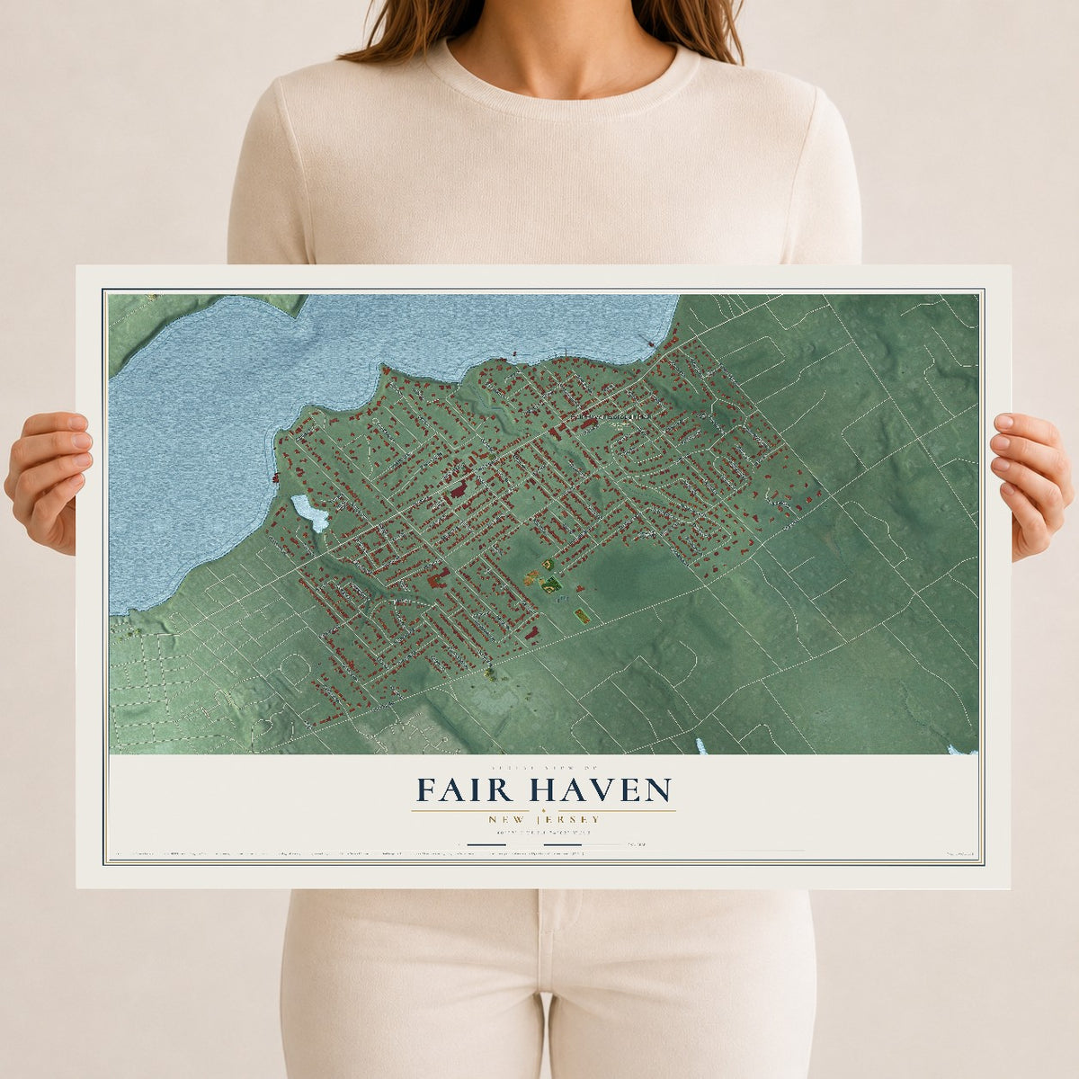 Fair Haven, New Jersey map print, 12" x 18" Archival Matte Print mockup