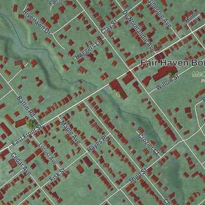 Close-up 1 of the Fair Haven, New Jersey map artwork