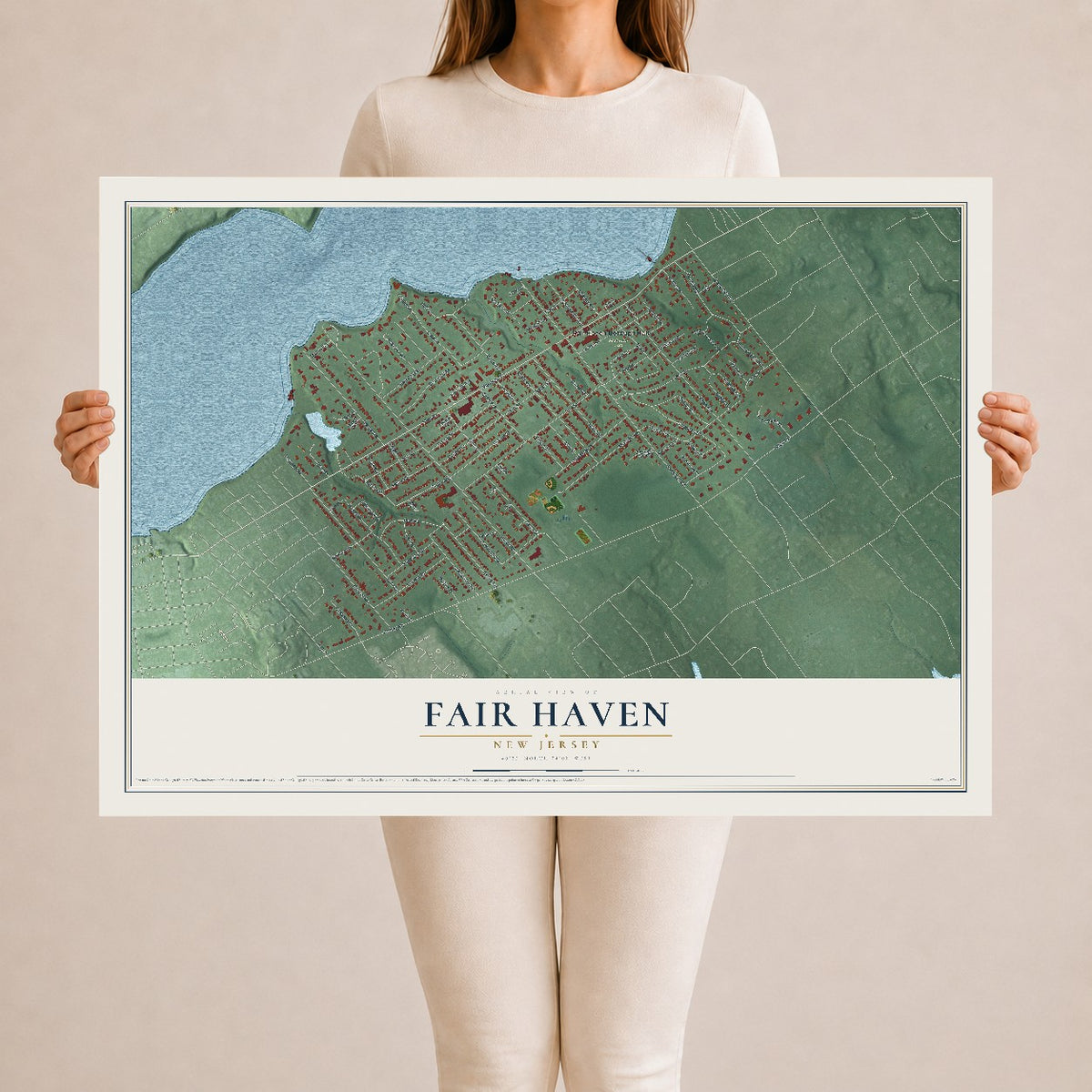 Fair Haven, New Jersey map print, 24" x 36" Archival Matte Print mockup