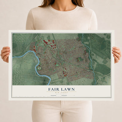 Fair Lawn, New Jersey map print, 12" x 18" Archival Matte Print mockup
