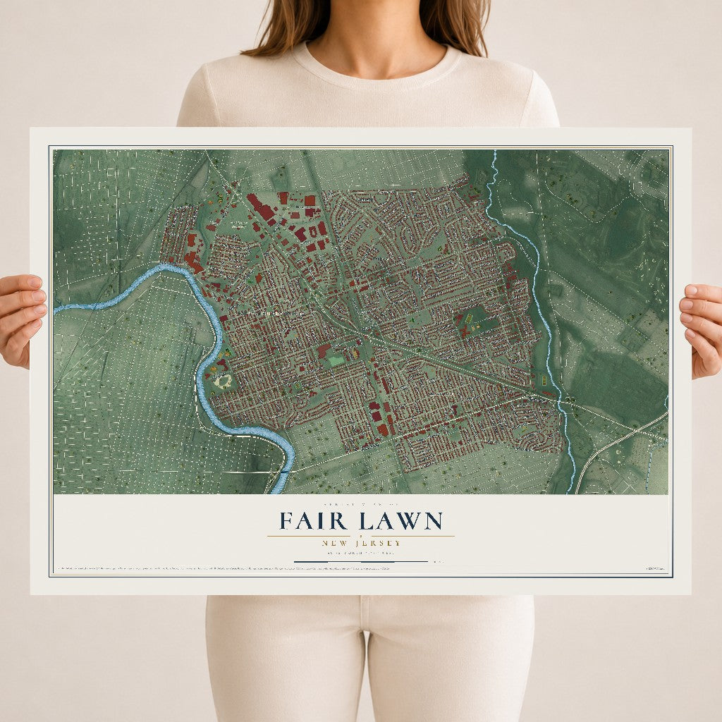 Fair Lawn, New Jersey map print, 18" x 24" Archival Matte Print mockup