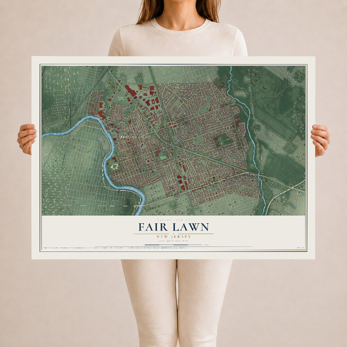 Fair Lawn, New Jersey map print, 24" x 36" Archival Matte Print mockup