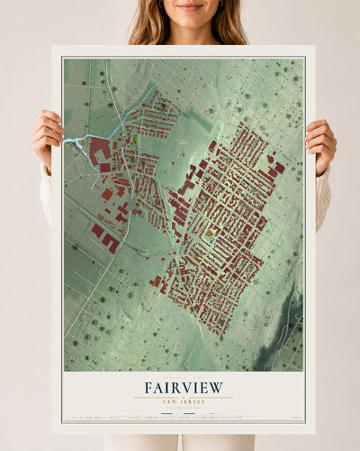 Fairview, New Jersey map print, 24" x 36" Archival Matte Print mockup