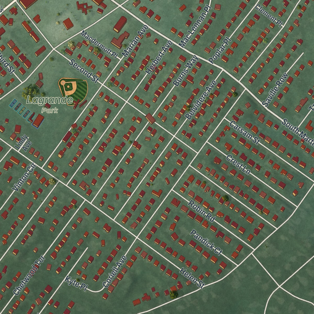 Close-up 2 of the Fanwood, New Jersey map artwork