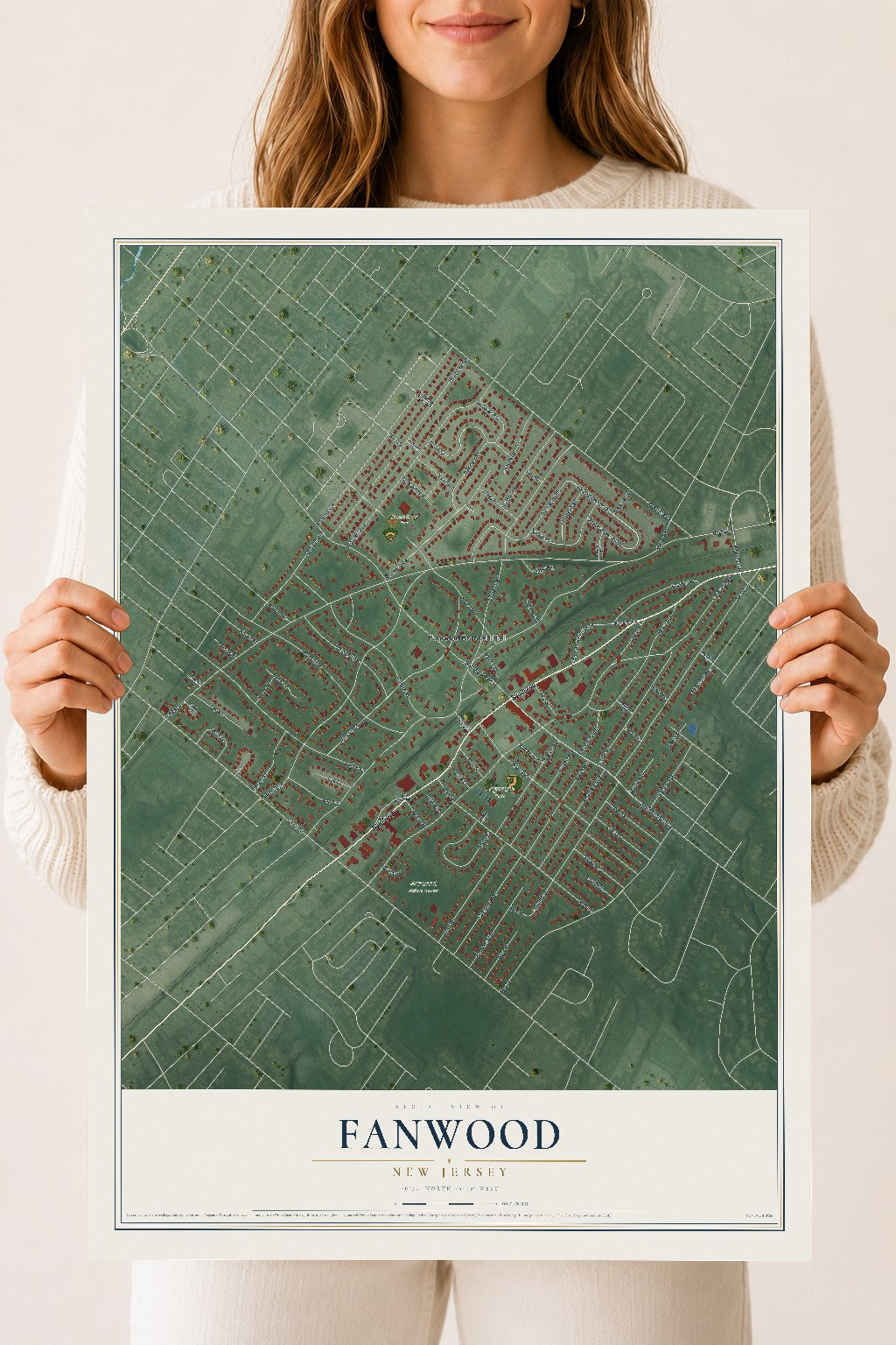 Fanwood, New Jersey map print, 18" x 24" Archival Matte Print mockup