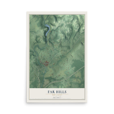 Far Hills, New Jersey map print, 12" x 18" Archival Matte Print mockup