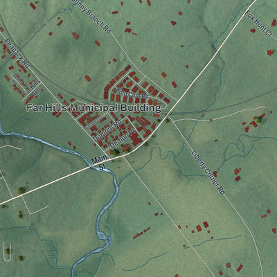 Close-up 1 of the Far Hills, New Jersey map artwork