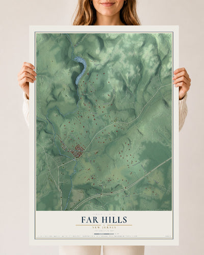 Far Hills, New Jersey map print, 24" x 36" Archival Matte Print mockup