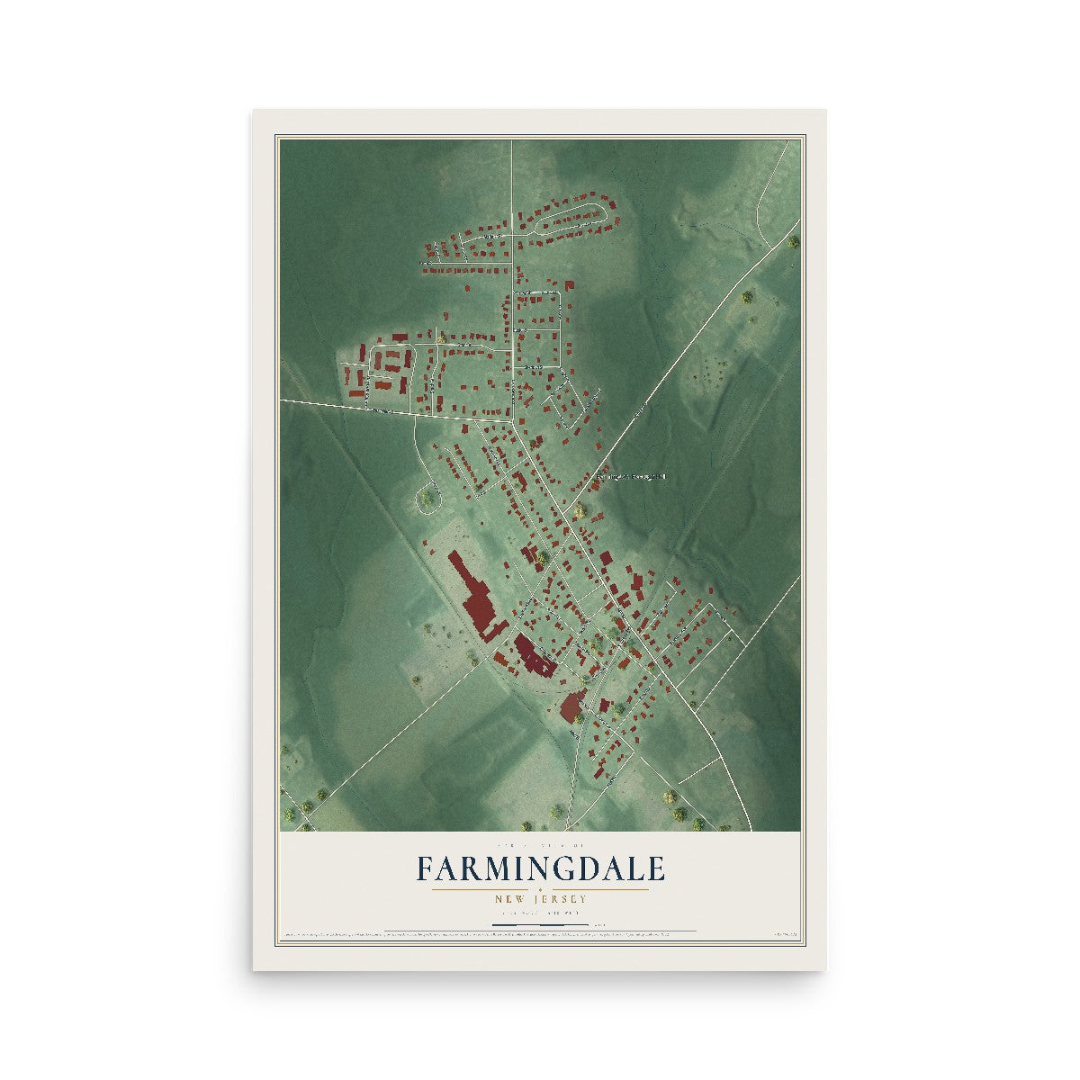 Farmingdale, New Jersey map print, 12" x 18" Archival Matte Print mockup