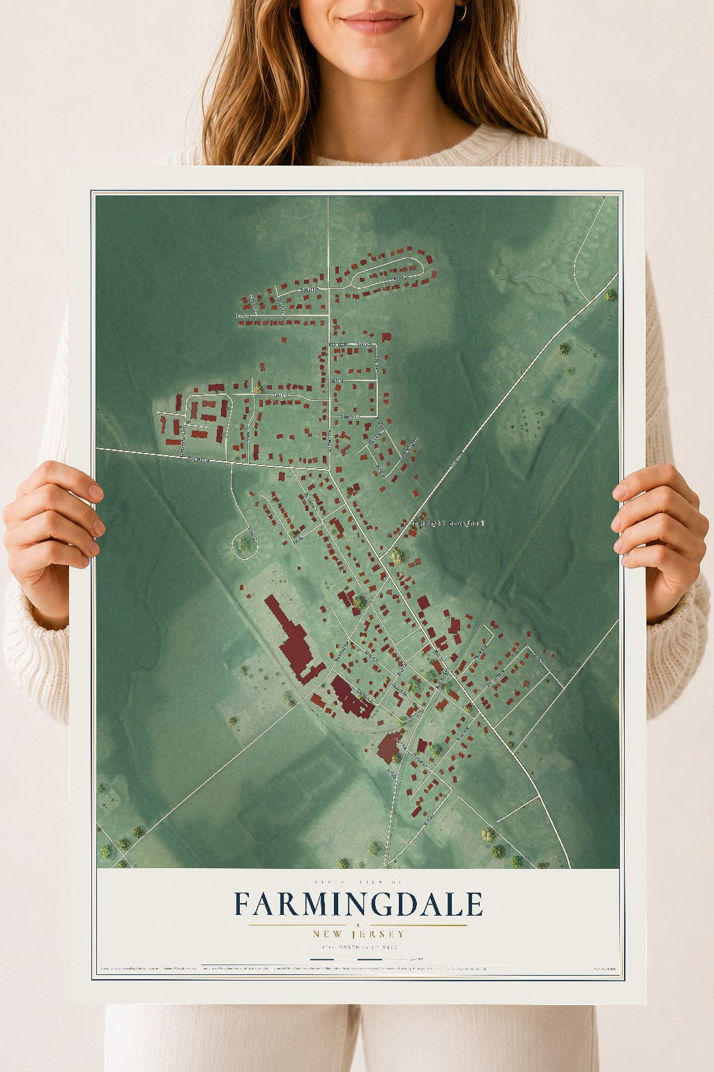 Farmingdale, New Jersey map print, 18" x 24" Archival Matte Print mockup
