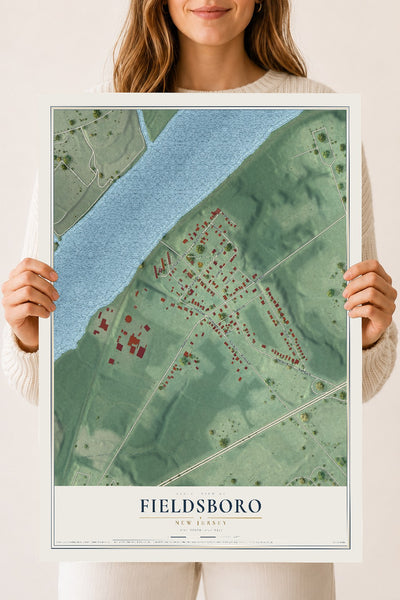 Fieldsboro, New Jersey map print, 18" x 24" Archival Matte Print mockup