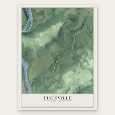 Finesville, New Jersey map print, the full design