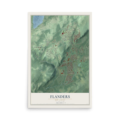 Flanders, New Jersey map print, 12" x 18" Archival Matte Print mockup