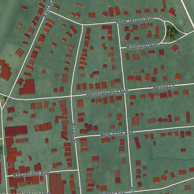 Close-up 2 of the Flemington, New Jersey map artwork