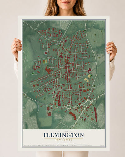 Flemington, New Jersey map print, 24" x 36" Archival Matte Print mockup