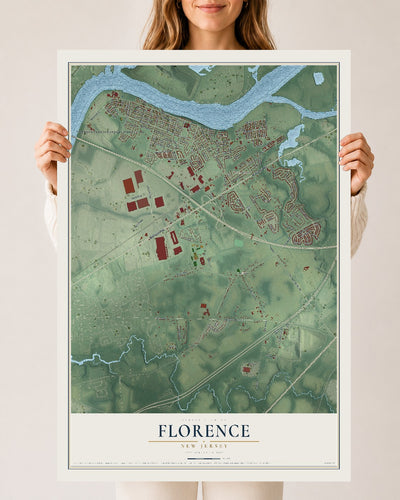 Florence, New Jersey map print, 24" x 36" Archival Matte Print mockup