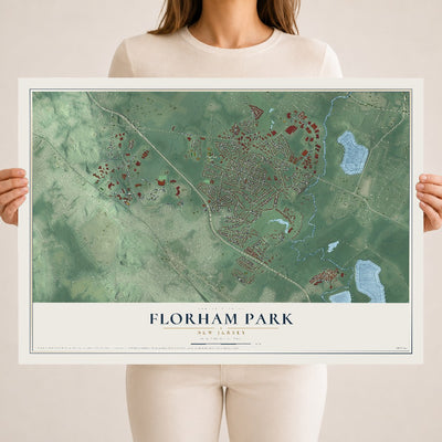 Florham Park, New Jersey map print, 18" x 24" Archival Matte Print mockup