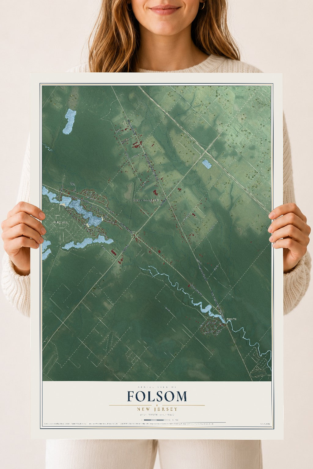 Folsom, New Jersey map print, 18" x 24" Archival Matte Print mockup