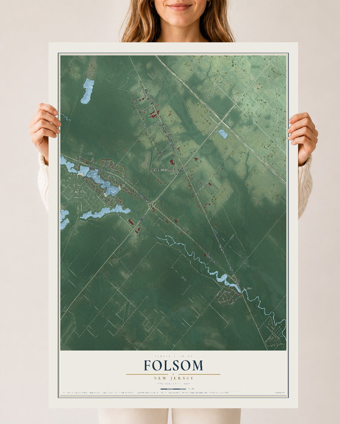 Folsom, New Jersey map print, 24" x 36" Archival Matte Print mockup