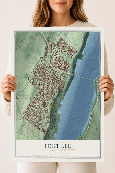 Fort Lee, New Jersey map print, 18" x 24" Archival Matte Print mockup