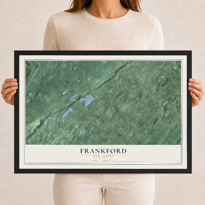 Frankford, New Jersey map print, 12" x 18" W/ Black Ayous Wood Frame mockup