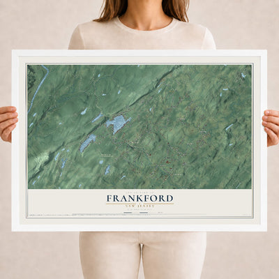 Frankford, New Jersey map print, 18" x 24" W/ White Ayous Wood Frame mockup