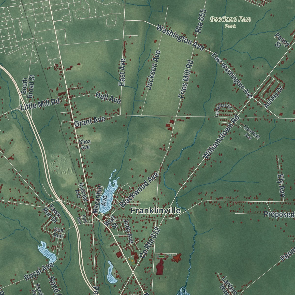 Close-up 1 of the Franklin, New Jersey map artwork