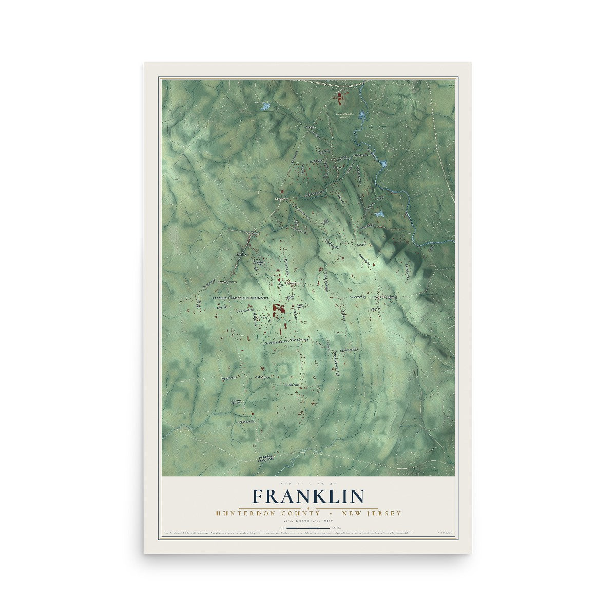 Franklin, New Jersey map print, 12" x 18" Archival Matte Print mockup