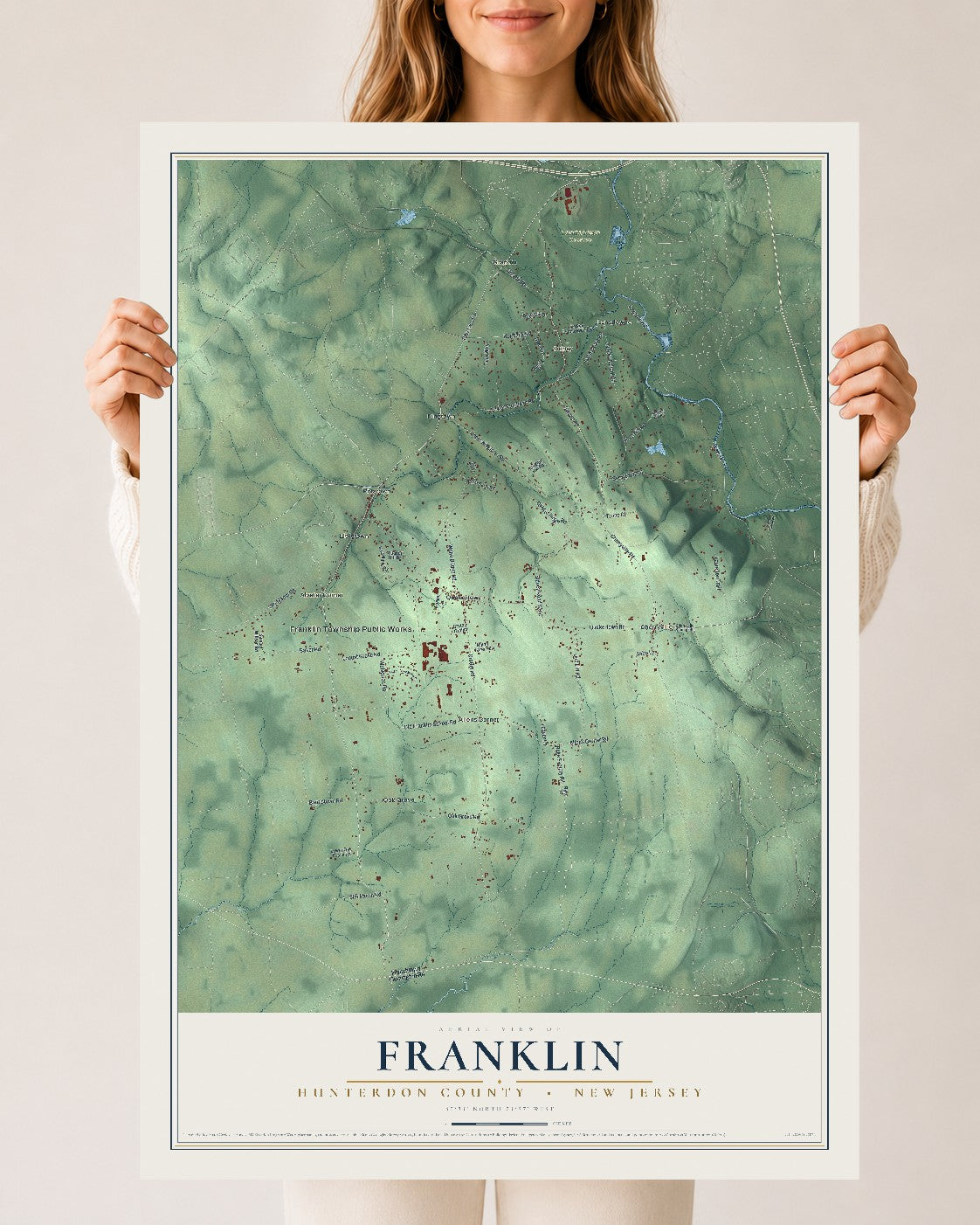 Franklin, New Jersey map print, 24" x 36" Archival Matte Print mockup