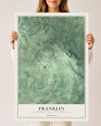 Franklin, New Jersey map print, 24" x 36" Archival Matte Print mockup