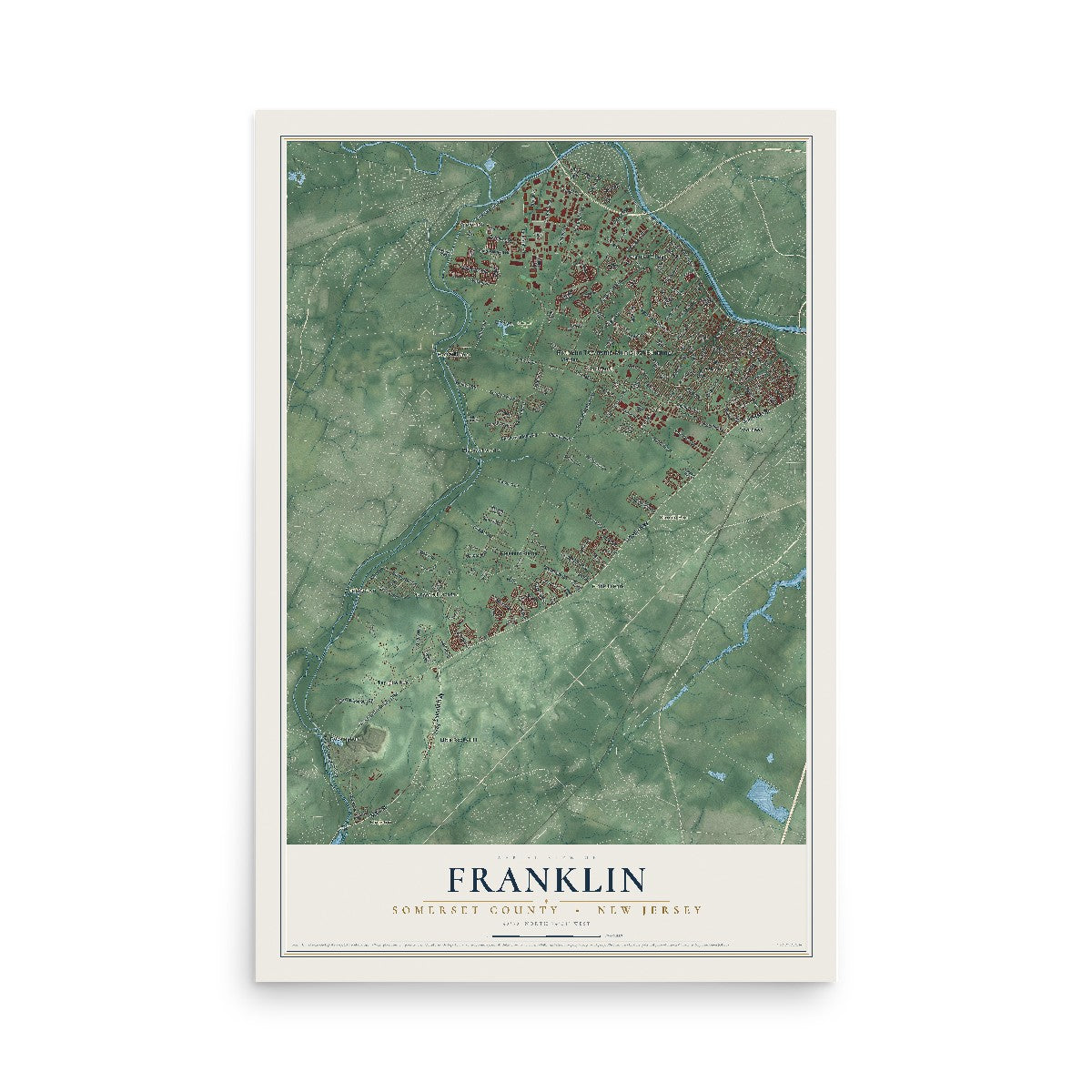 Franklin, New Jersey map print, 12" x 18" Archival Matte Print mockup