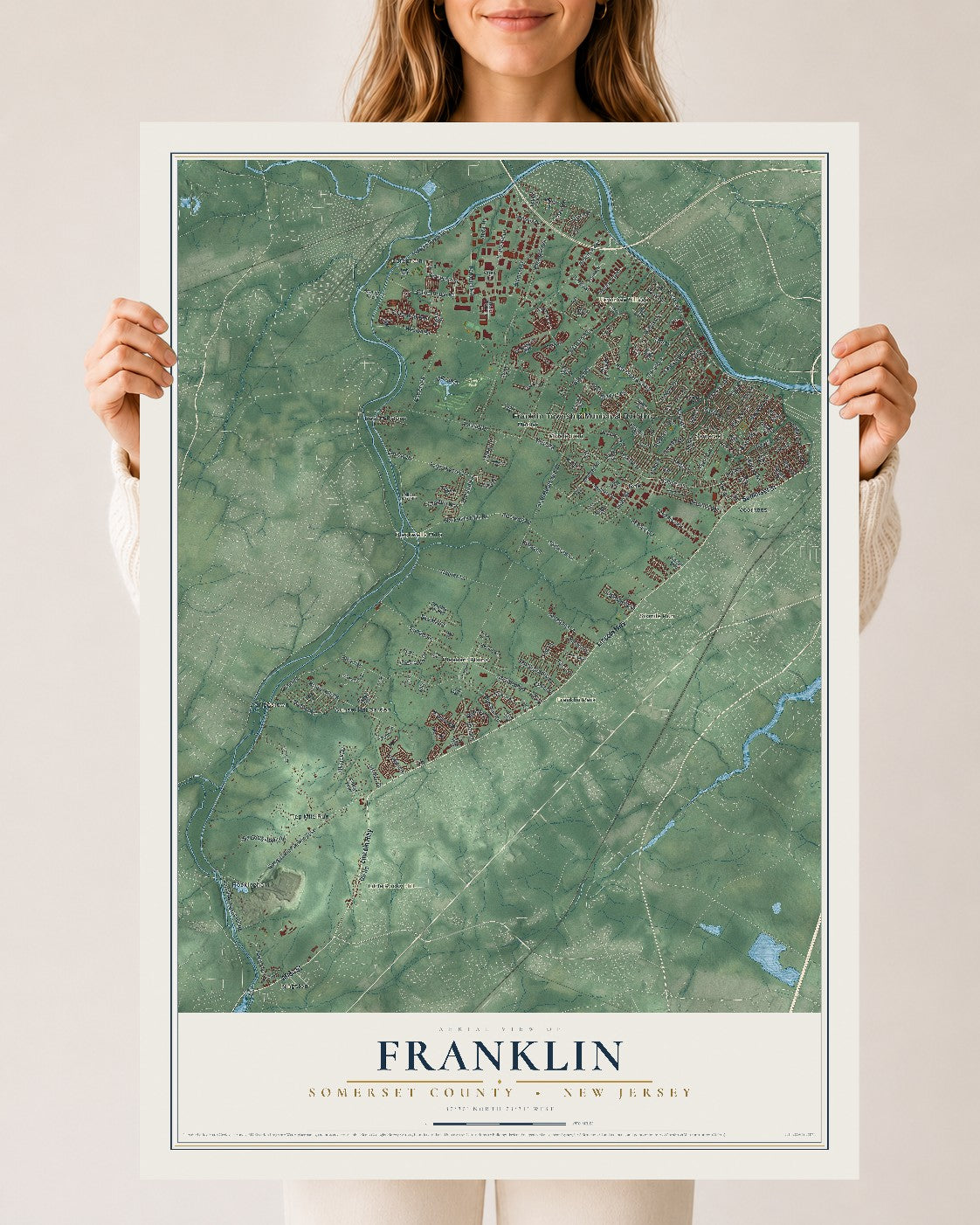 Franklin, New Jersey map print, 24" x 36" Archival Matte Print mockup