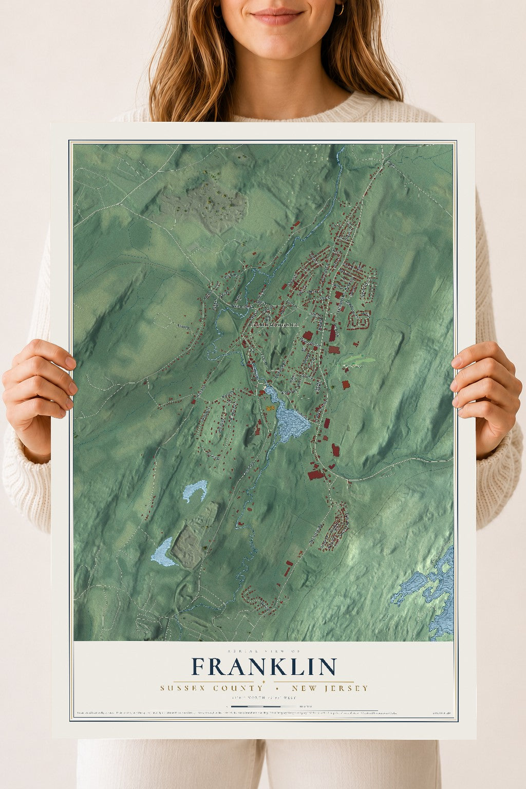 Franklin, New Jersey map print, 18" x 24" Archival Matte Print mockup