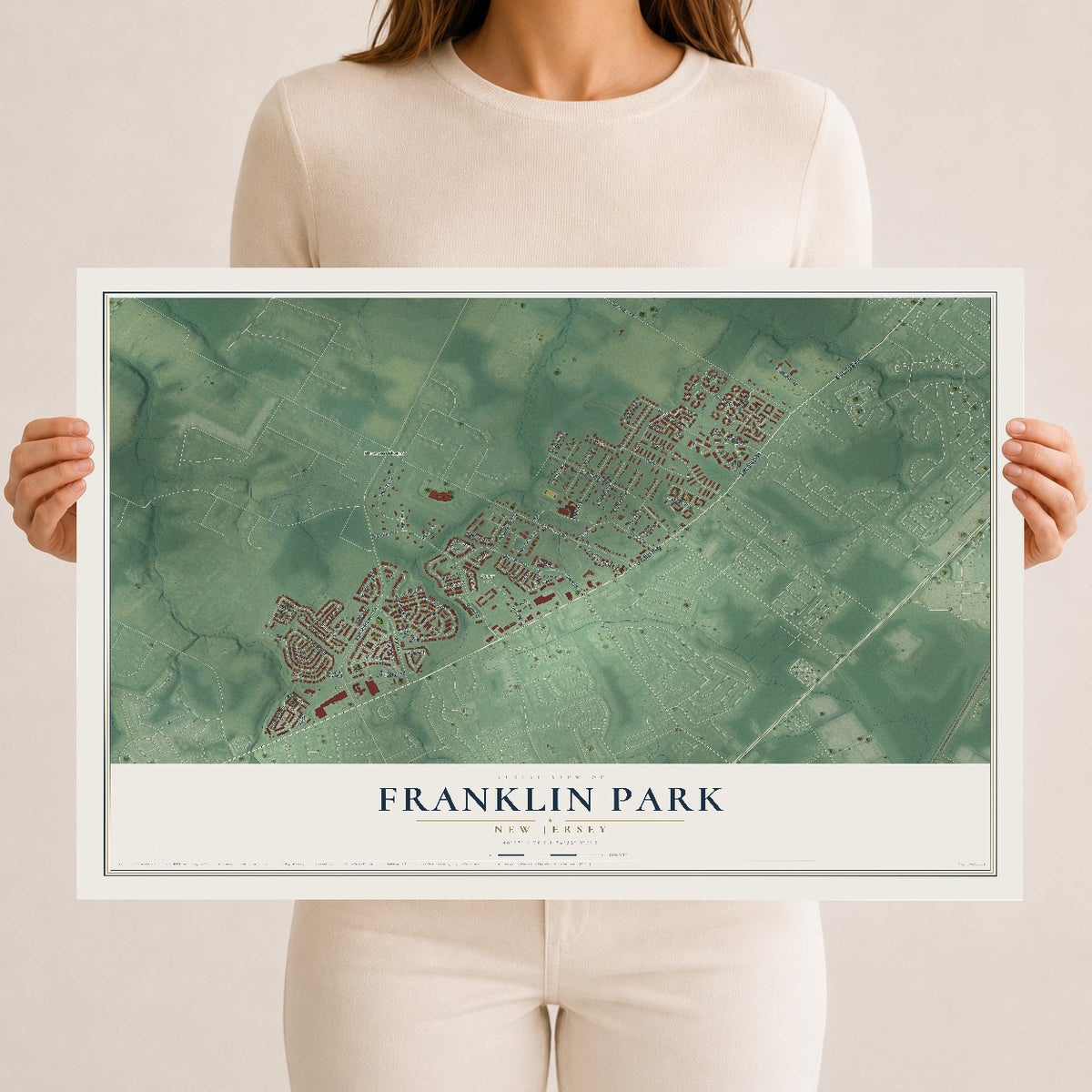 Map of Franklin Park, New Jersey, 12 x 18 inch unframed archival matte print