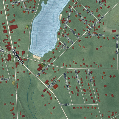 Close-up of the map of Franklinville, New Jersey print showing street and building detail