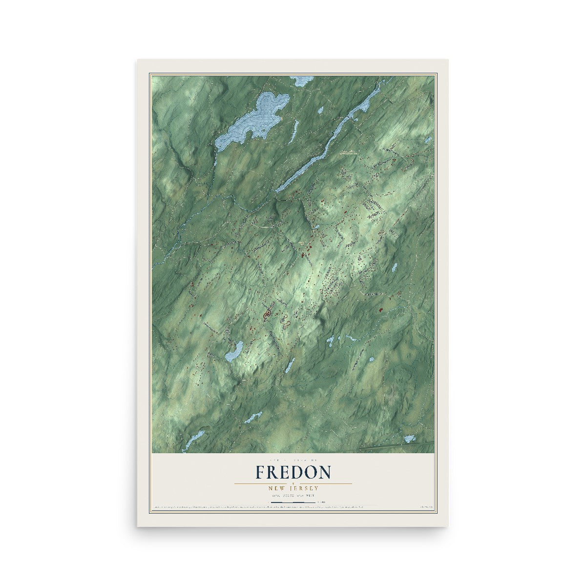 Fredon, New Jersey map print, 12" x 18" Archival Matte Print mockup