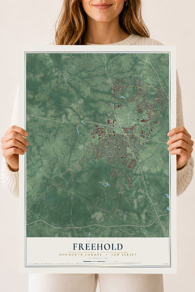 Freehold, New Jersey map print, 18" x 24" Archival Matte Print mockup