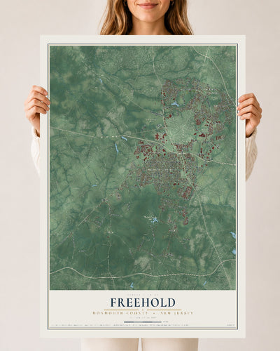 Freehold, New Jersey map print, 24" x 36" Archival Matte Print mockup