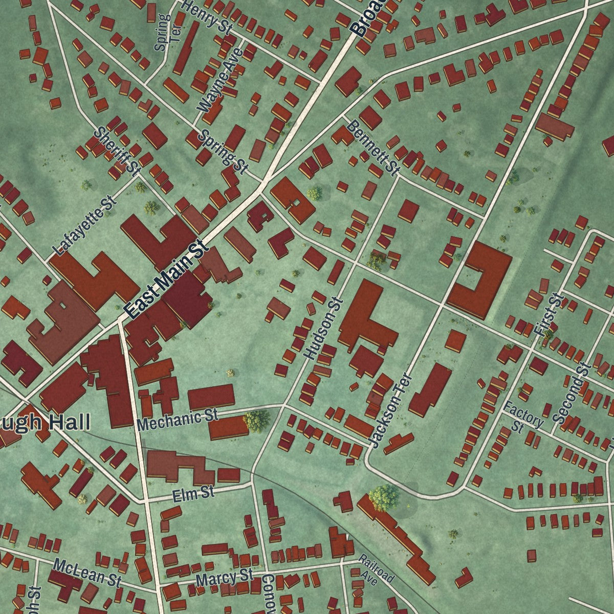 Close-up 1 of the Borough of Freehold, New Jersey map artwork