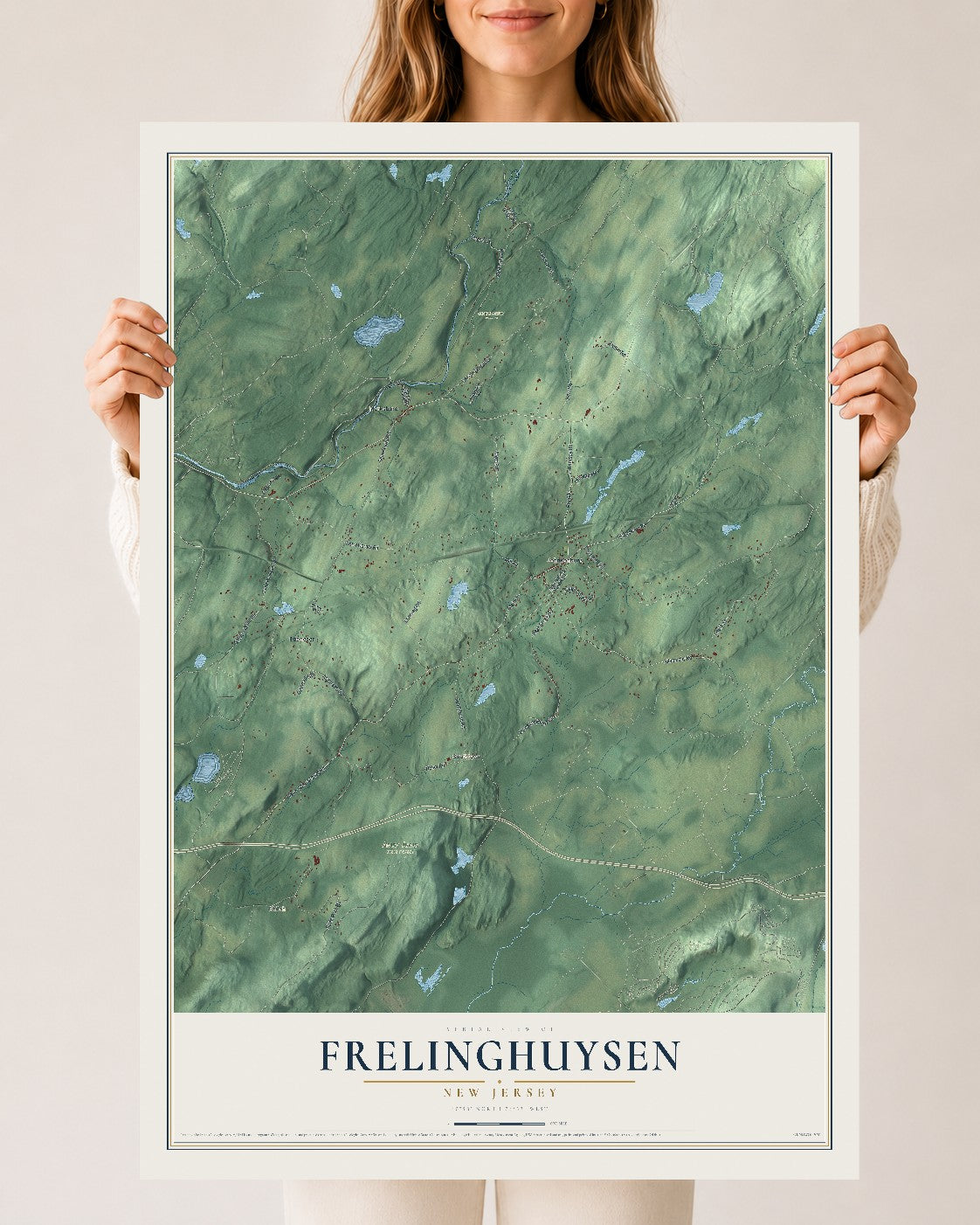 Frelinghuysen, New Jersey map print, 24" x 36" Archival Matte Print mockup