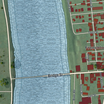 Close-up 1 of the Frenchtown, New Jersey map artwork