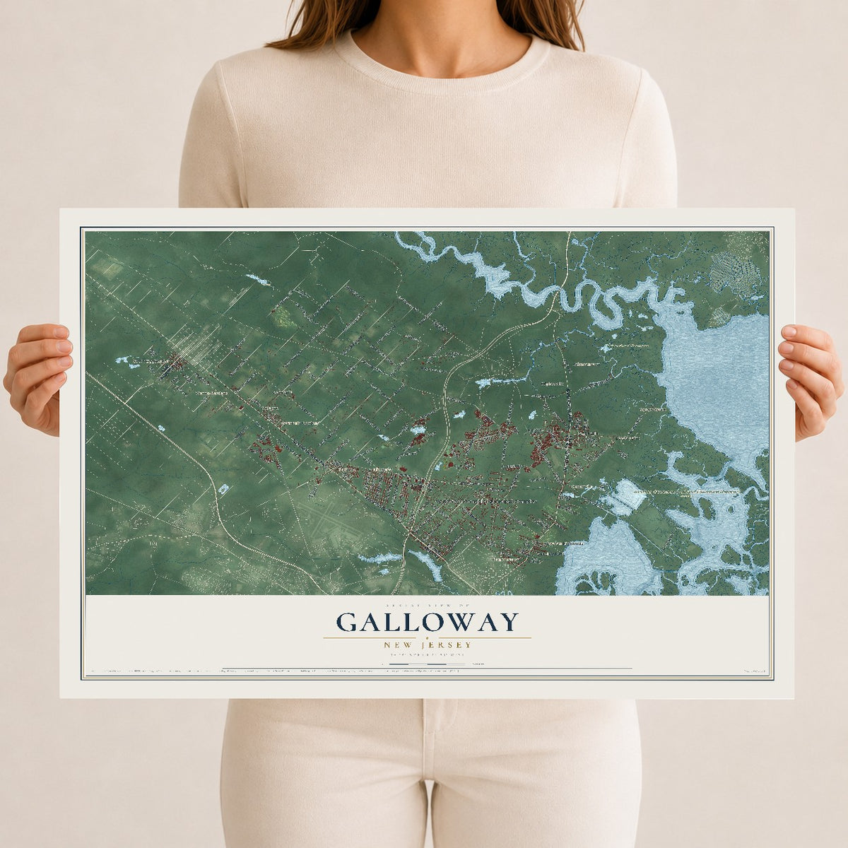 Galloway, New Jersey map print, 12" x 18" Archival Matte Print mockup